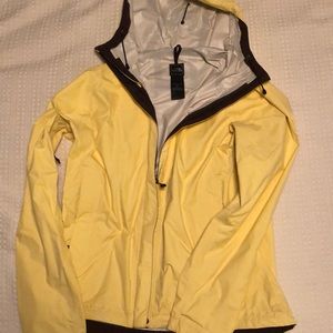 Yellow north face rain jacket